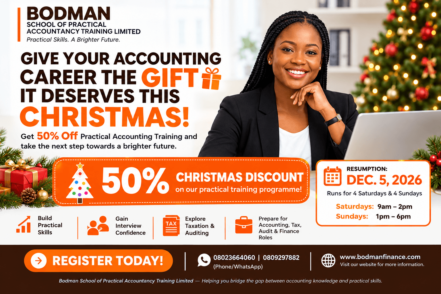 Give Your Accounting Career the Gift It Deserves This Christmas: Get 50% Off Practical Accounting Training